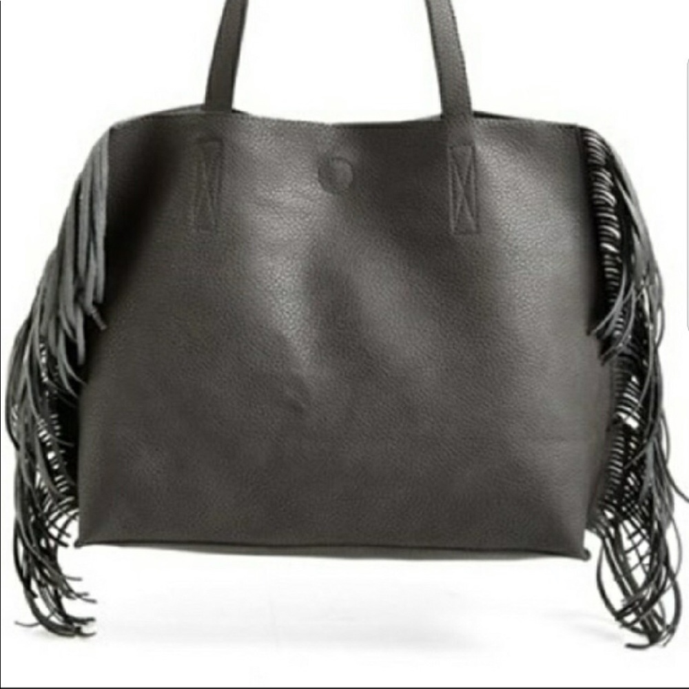 Bp faux leather fringe tote